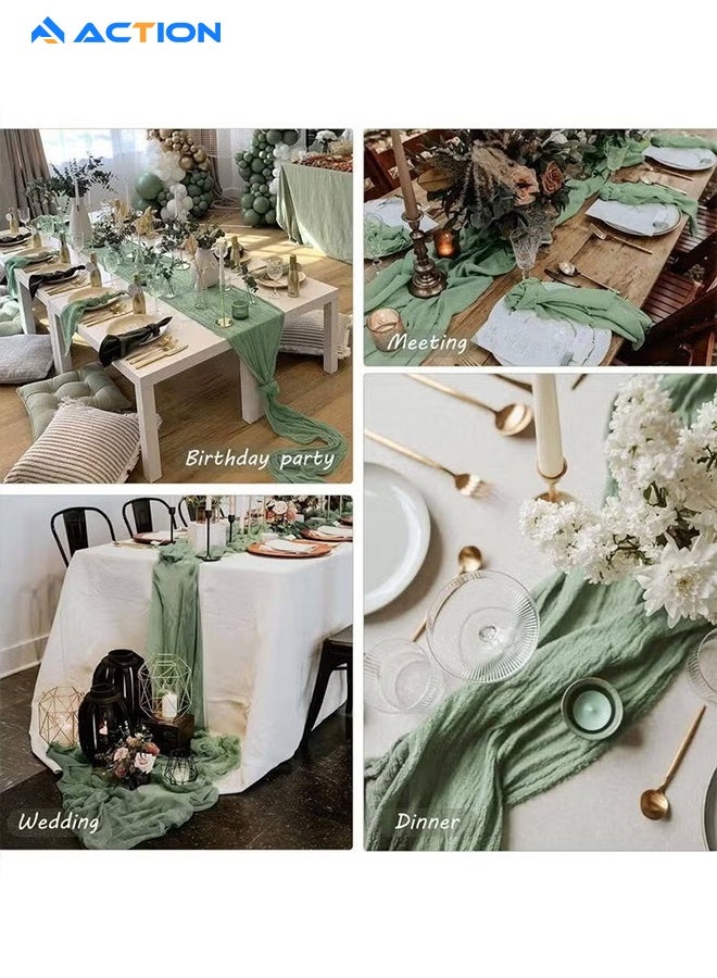 أكشن مفرش طاولة من الشاش المجعد مفرش مائدة شفاف مفرش طاولة شيساني مفرش مائدة شفاف مفرش طاولة طويل عداء طاولة قماش الطاولة مفرش مائدة من قماش الجبن، مفرش مائدة زفاف باللون البيج، مفرش مائدة من الشاش البوهيمي مقاس 90 × 300 سم لتزيين طاولات حفلات الزفاف وحفلات أعياد الميلاد قطعة مركزية للطاولة مفرش طاولة شيساني مفارش طاولات - Image 3